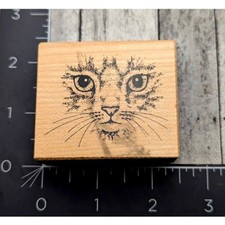 PSX Designs Cat Kitty Face E951 1999 Rubber Stamp Wood i6