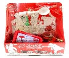 Vintage Coca-Cola Sundae Shoppe Coke Polar Bear with Scoop, Tray, Glasses, Etc..