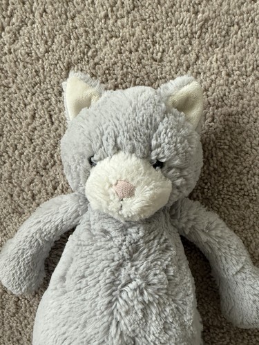 Jellycat London Bashful grau & weiß Katze Kätzchen Plüschtier Stofftier 12 Zoll - Bild 2 von 8