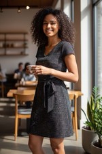 LOFT Shimmer Tweed Tie Waist Dress Size 0 Business Interview Career