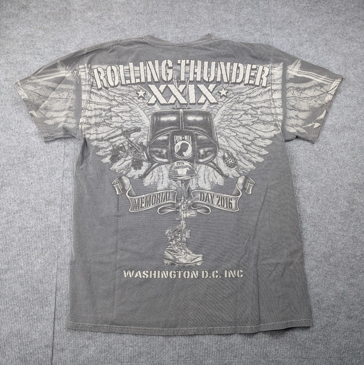 Rolling Thunder Shirt Mens XL Pow Mia Military Y2K AOP Biker Eagle Wings Rally