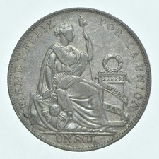 SILVER - WORLD COIN - 1934 Peru 1 Sol - World Silver Coin *798