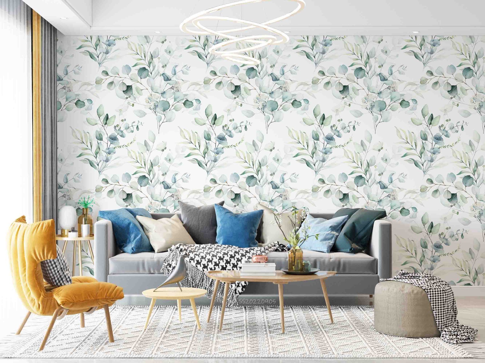 3D Watercolor Green Leaf Wall Murals Wallpaper Murals Wall Sticker