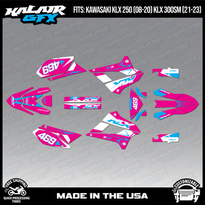 Graphics Kit for Kawasaki KLX250 2008-2020 and KLX300SM 2021-23 Evader - Magenta