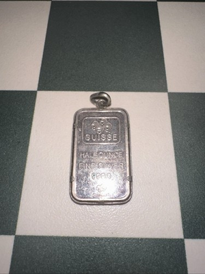 #ad Rare PAMP Suisse Half Ounce Fine Silver 0.999 Bar Lady Fortuna Chiasso Pendant $99.99