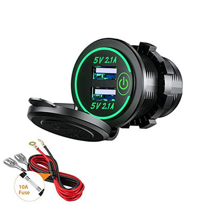 Thlevel Dual USB Auto Ladegerät Steckdose 5V 4,2A Steckdose mit Schalter für 12V 24V
