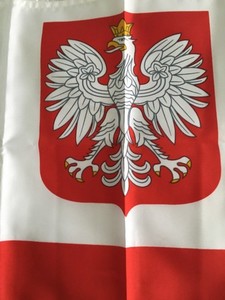 VINTAGE POLAND EAGLE FLAG 23" X 36" MINT
