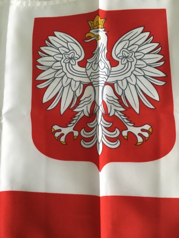 VINTAGE POLAND EAGLE FLAG 23" X 36" MINT