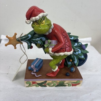 Jim Shore The Grinch Stealing Christmas Tree Figurine in Santa Outfit 6017064