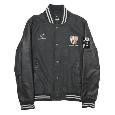 EASTON Herren Varsity Jacke Wolle-Blend Schwarz Grau Logo Knopf S