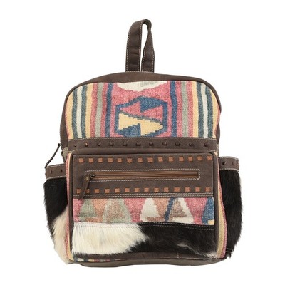 KB OHLAY KB105 Backpack Upcycled Canvas Hair-On Genuine Leather women bag