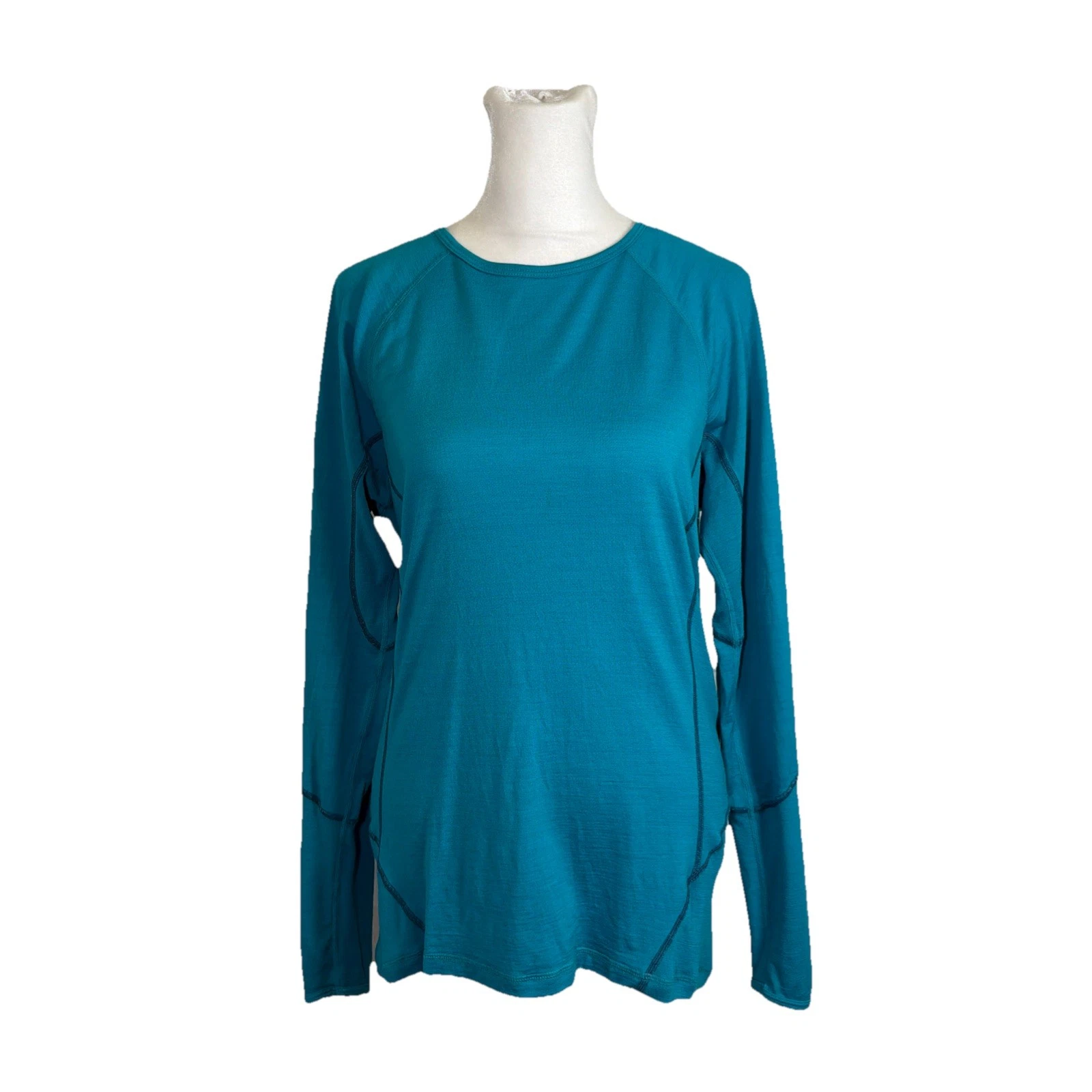 Smartwool Shirt Womens Large Blue Merino Wool Long Sleeve Thermal Base Layer
