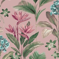Pink Oliana Floral Vliestapete Palme Tropische Blumen MPN 8485 Neu