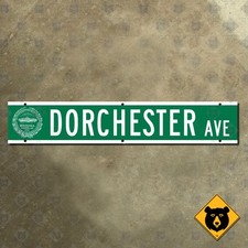 Image of Boston Massachusetts Dorchester Avenue street road sign city seal 27x5
