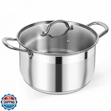 Kirecoo Stainless Steel Stock Pot - 8 Quart Heavy Duty Induction Cooking Pot 
