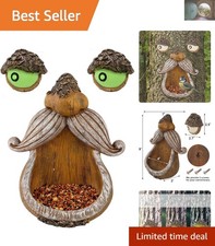 Unique Bird Feeder Sculpture with Glow Eyes - Perfect for Nature Lovers' Gardens