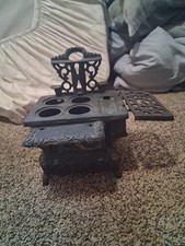 Vintage Crescent Cast Iron Wood Toy Doll Miniature Stove Taiwan