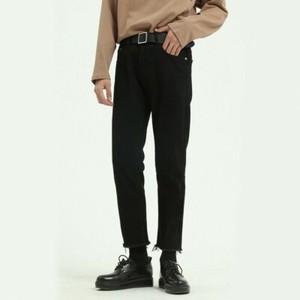 mens black raw hem jeans