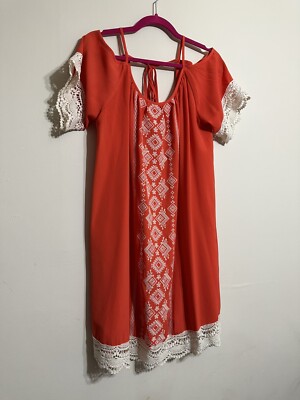 orange cold shoulder dress Womens Friends Like These X Lucy Mecklenburgh Orange Cold Shoulder Ruffle Chiffon Midi Dress US 4