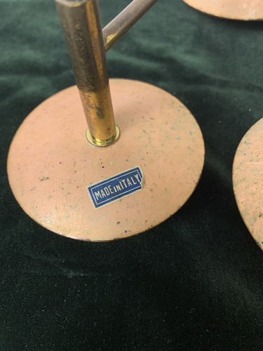 Vtg MCM Enamel Articulated Candle Holder 5 Taper Italy Brass Copper UNIQUE - Picture 10 of 19