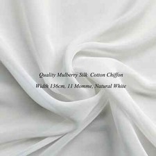 53'' Wide By Yard Mulberry Silk Cotton Chiffon Gauze Natural White Silk Fabric