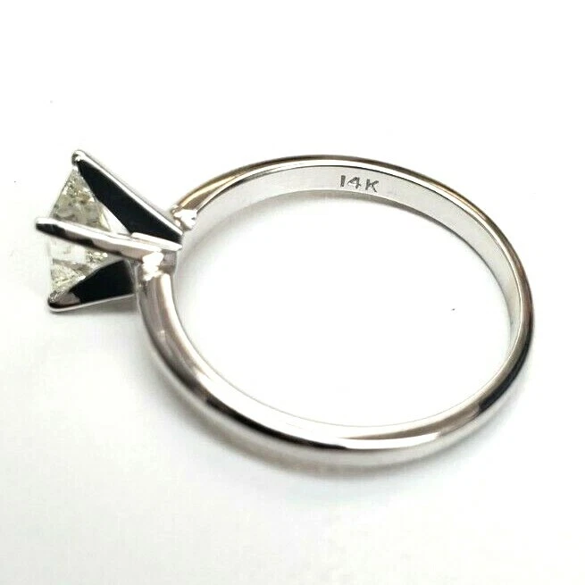 0.63 Diamond Engagement Ring Solitaire Natural Princess Cut 14k White Gold - Image 3 of 4