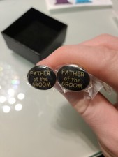 Father of the Groom Black and Silver Wedding Cufflinks