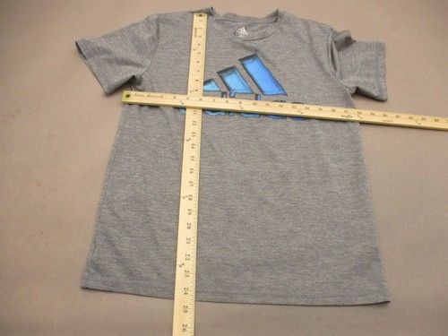 ADIDAS Size L (14-16) Kids Unisex Gray Crew Neck Short Sleeve Athletic Top 408 - Picture 5 of 9