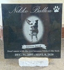 12 x 12 Custom Laser Etched Granite Plaque Pet Memorial Keepsake