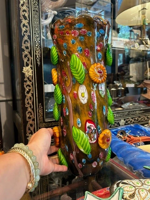 Antique Large Murano Millefiori Candy Vase - image 2 of 4