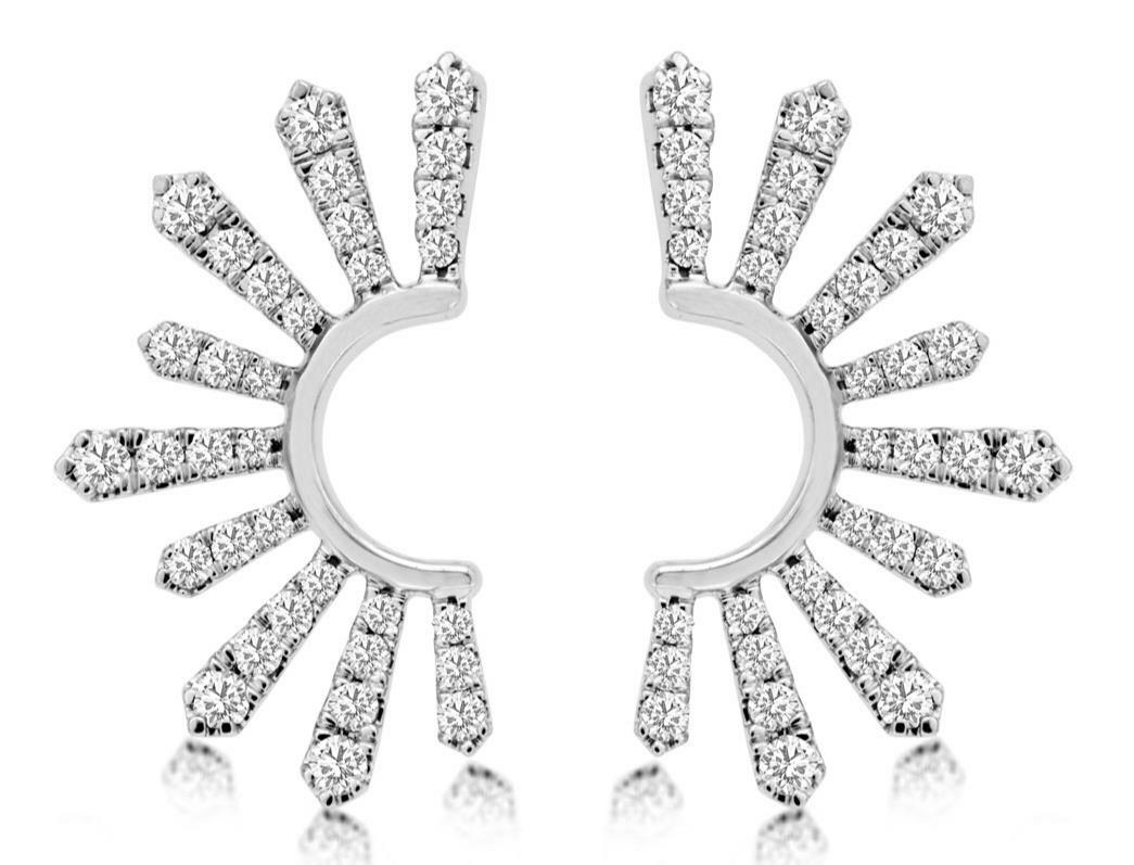 ORECCHINI DIVERTENTI MULTI FILA SEMIFIORE CLASSICO ORO BIANCO 14KT DIAMANTE .50CT ORO BIANCO 3D