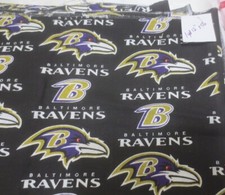 1 yd 12" x 56" NFL BALTIMORE RAVENS - Logo Cotton Fabric Extra Wide 1 length