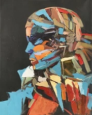 Abstract woman portrait. ORIGINAL IMPASTO OIL PAINTING.