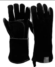 14" Grilling Insulated Heat Resistant Leather BBQ Gloves hand/wrist protection