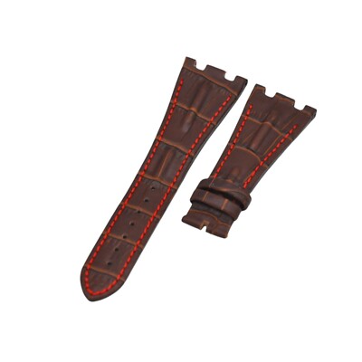 28mm Brown Leather Watch Strap For Audemars Piguet Royal Oak Offshore Deployant