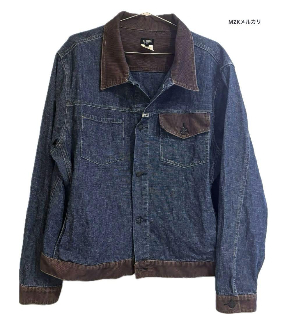 XLARGE Denim Jacket XL Vintage Cotton Blend Old School Style Used JAPAN-image