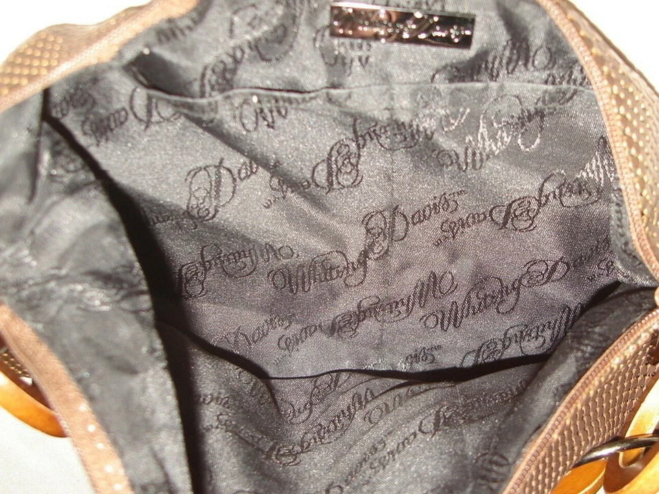 1950'S WHITING & DAVIS tm COPPER COLOR METAL MESH W/ WOOD RINGS HANDLE EUC - Image 2 of 4