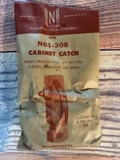 Vintage National Lock Company Cabinet Catch N61-308 Chrome Plated with Red Lines