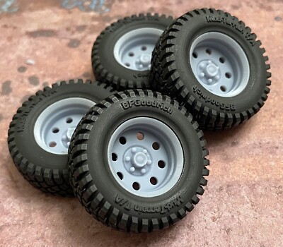 1/24 Scale:  18-Inch AR Baja Wheels W/ Mud Tires; Jeep, Resin 1/25