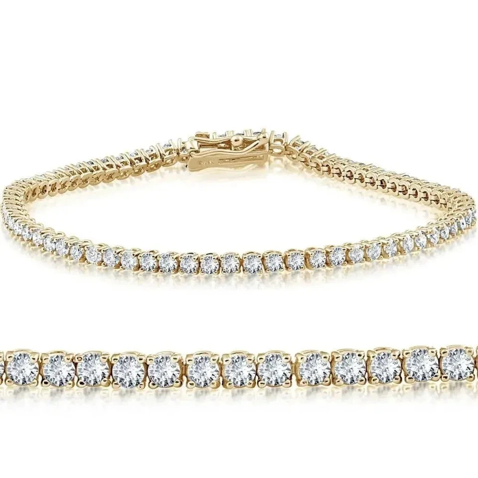 4.86 Ct Top Quality  Round Diamond Tennis Bracelet 14K Yellow Gold - Image 3 of 4