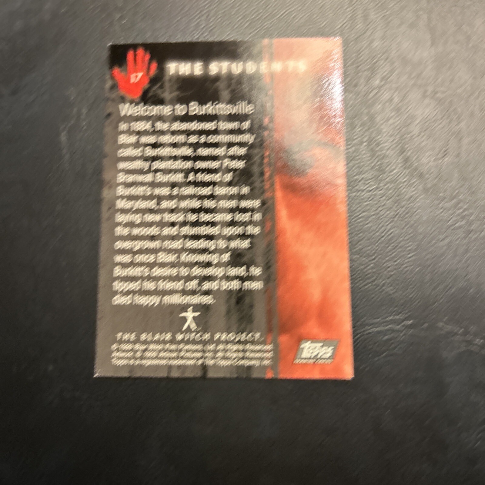 Jb8b The Blair Witch Project, 1999 Topps #17 Students Welcome To Burkittsville - Picture 2 of 2