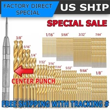 100PCS Drill Bit Set 1/16"-3/8" HSS Titanium Multi Drill Bits Twist Metal Tools