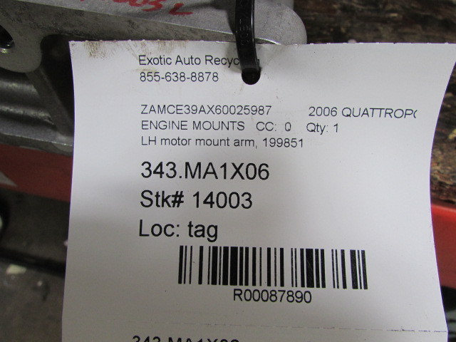 Maserati M139 Quattroporte, LH, Left Engine Mount Arm, Used, P/N 199851