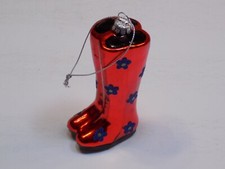 Rauch Christmas Ornament Blown Glass Red Metallic Tall Boots Wellingtons Wellies