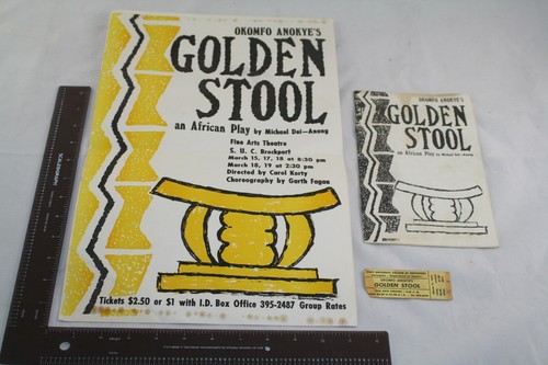 1972 THEATER POSTER PROGRAM TICKET GOLDEN STOOL AFRICAN PLAY MICHAEL DEI-ANANG