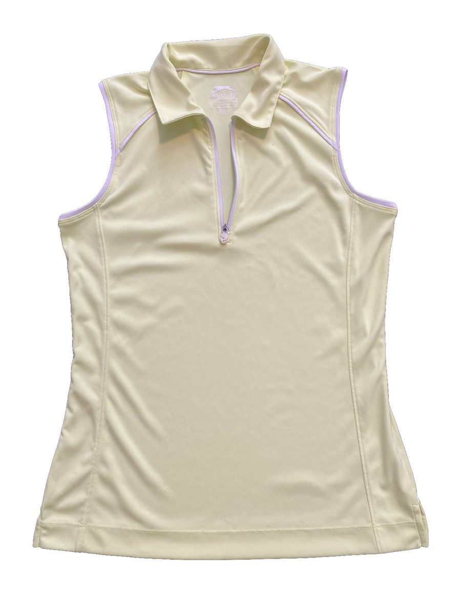 Slazenger Golf Shirt Yellow Sz XS Fit Like S/M Sleeveless 1/4 zip