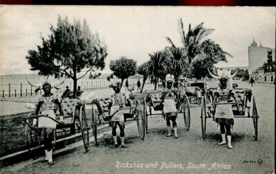 Südafrika ''Rickshas & Pullers'' alte Postkarte (geschrieben 1917 nicht verschickt)