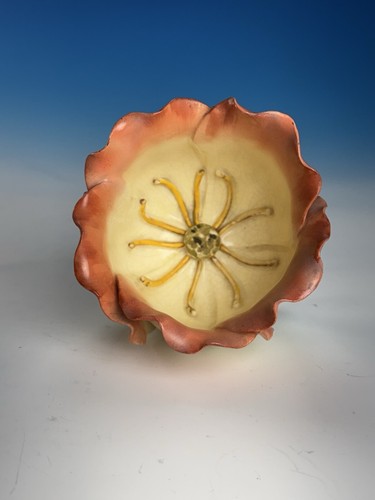Antique 19th Century Staffordshire Figural Lotus Flower Rose Bowl Vase Signed - Picture 6 of 16