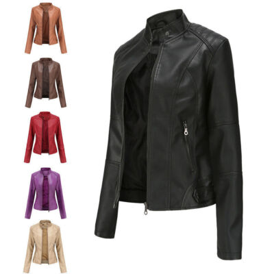Neu Damen Kunstlederjacke Bandit Damenjacke Biker Übergangs Lederoptik Jacke DE