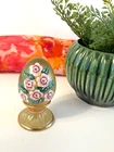 Marigold Yellow Carnival Glass Easter Egg Fenton Opalescent painted signed